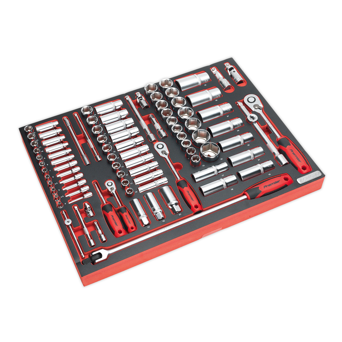 Sealey Tool Tray With Socket Set 91 Pieces 1/4" 3/8" & 1/2" Square Drive TBTP02