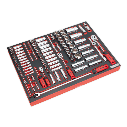 Sealey Tool Tray With Socket Set 91 Pieces 1/4" 3/8" & 1/2" Square Drive TBTP02