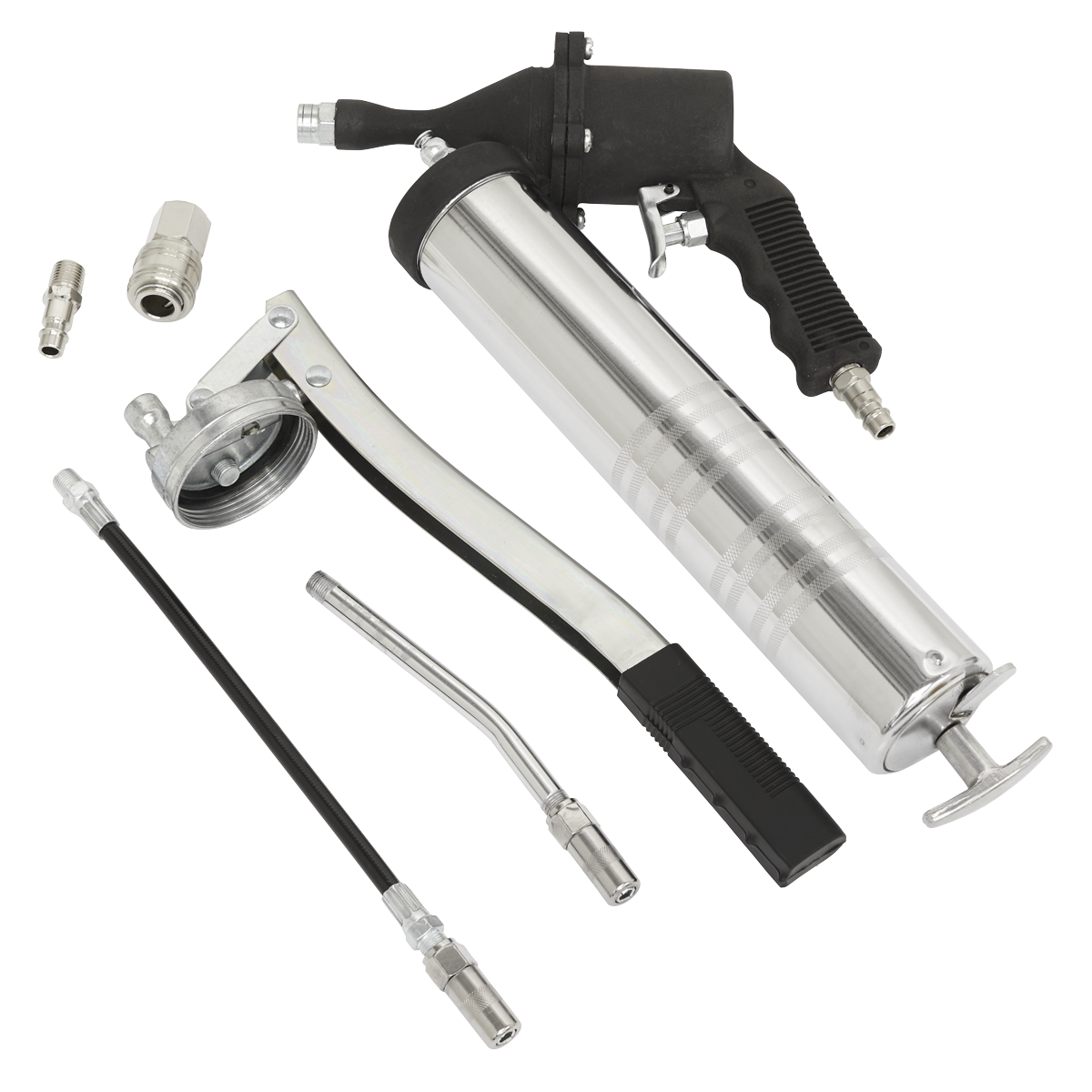 Sealey Manual/Air Grease Gun Kit With 360° Rotating Head Silver AK46KIT