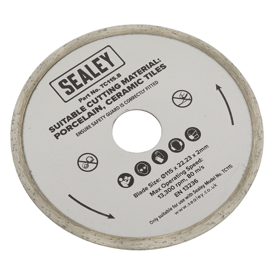 Sealey Blade Ø115 Bore Ø22.23mm 13300 RPM Maximum Speed EN 1336 TC115.B