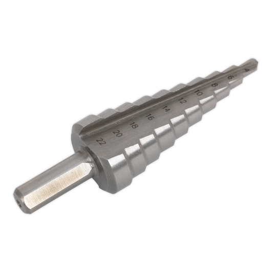 Sealey High-Speed M2 Double Straight Flute Step Drill 4-22mm Silver AK4722