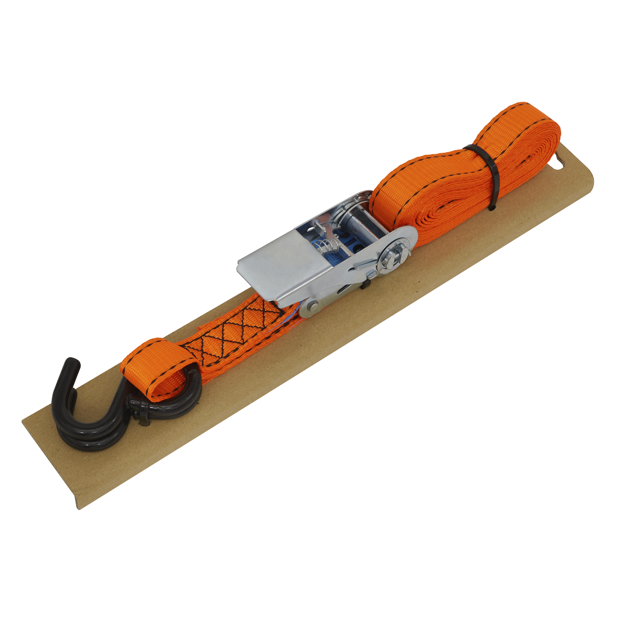 Sealey Ratchet Strap 25mm x 5m Polyester Webbing S-Hook With Corner TD0635S