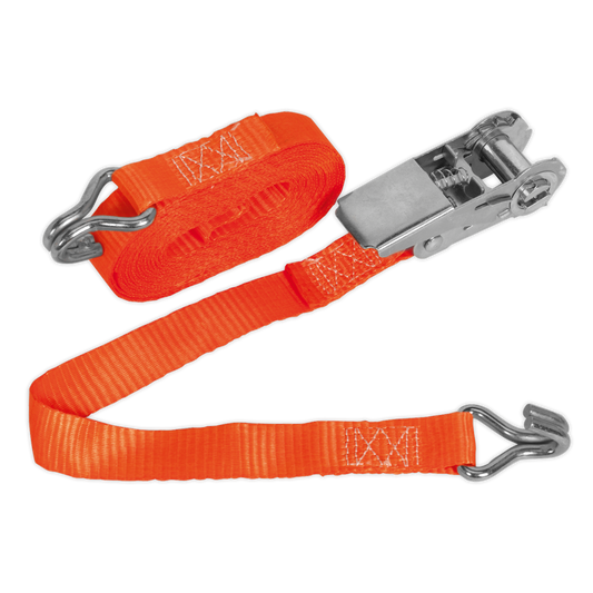Sealey Ratchet Tie Down 25mm x 4.5m Polyester Webbing 800kg Orange TD0845J