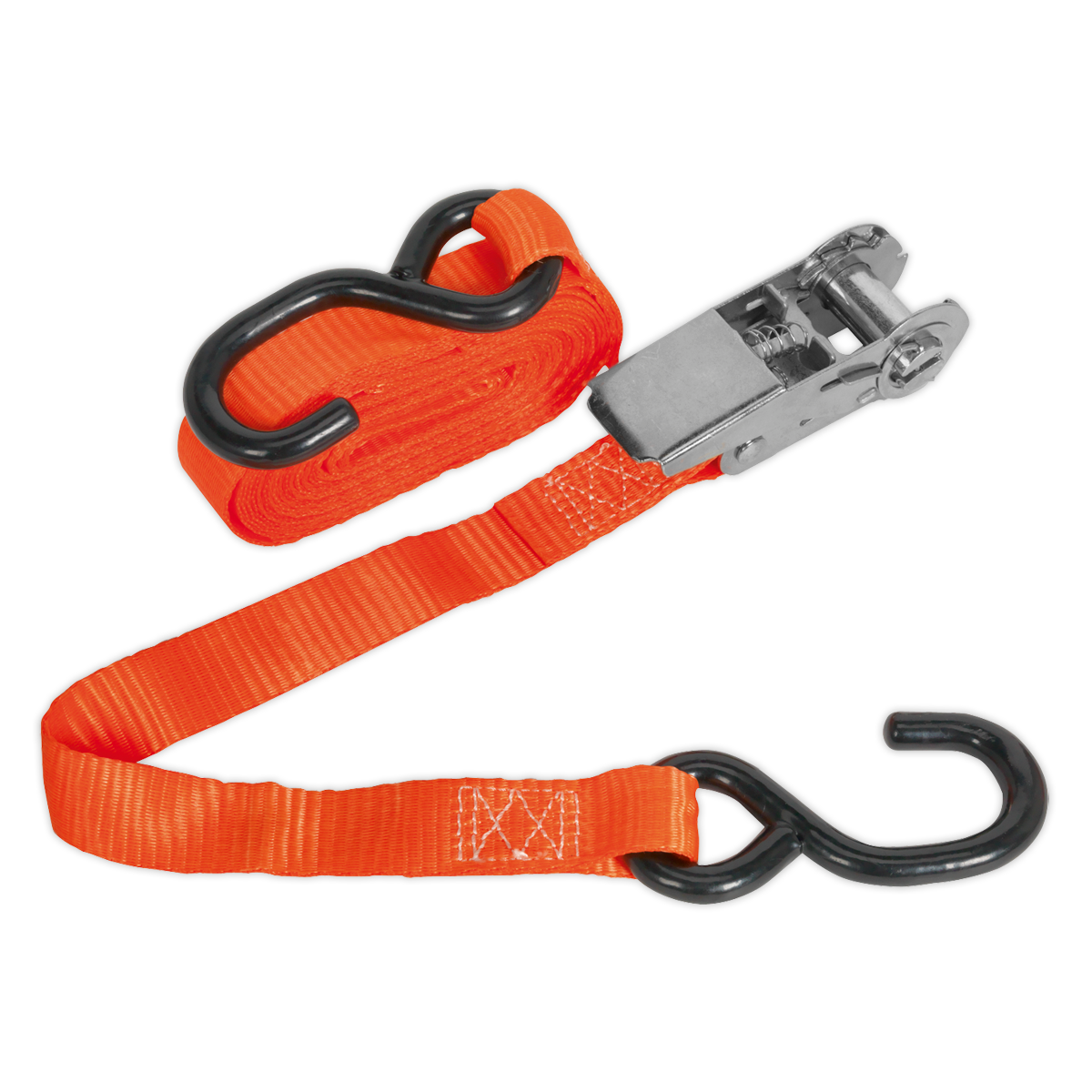 Sealey Ratchet Tie Down 25mm 4.5m Polyester Webbing S Hook 800kg TD0845S