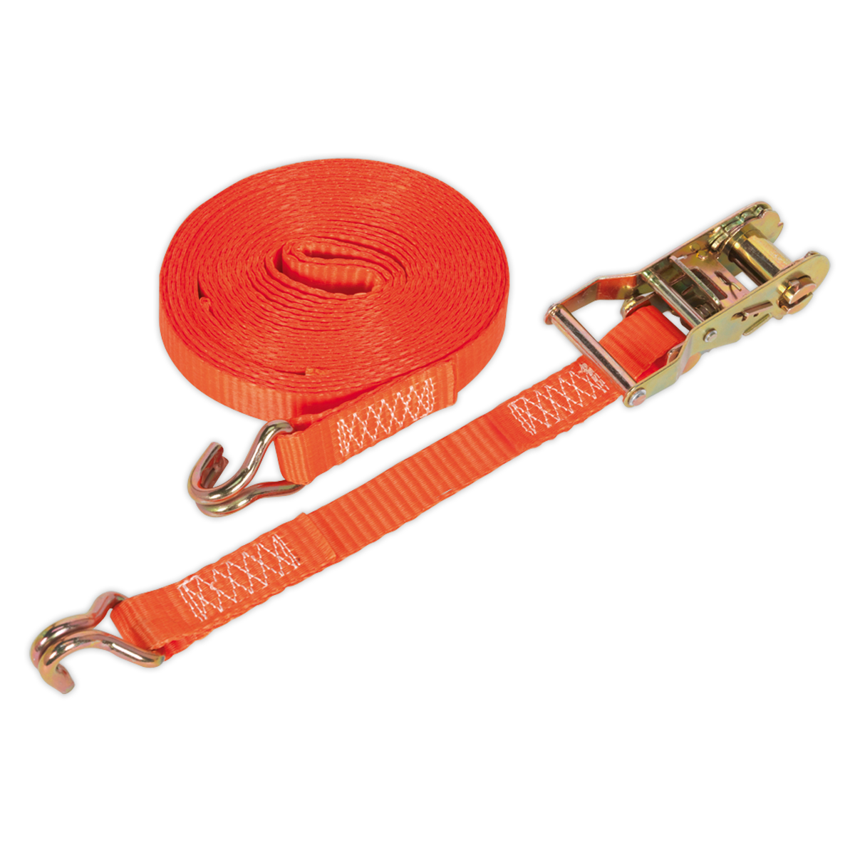 Sealey Ratchet Tie Down 25mm x 8m Polyester Webbing 1500kg - Orange TD1508J