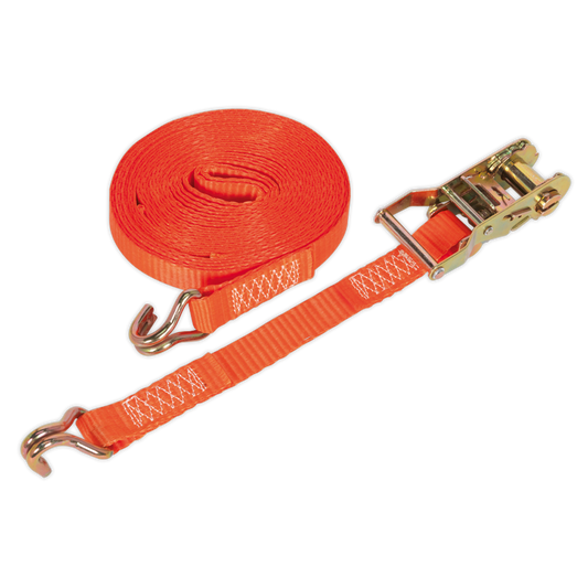 Sealey Ratchet Tie Down 25mm x 8m Polyester Webbing 1500kg - Orange TD1508J