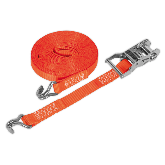 Sealey Ratchet Tie Down 25mm x 10m Polyester Webbing 1500kg - Orange TD1510J