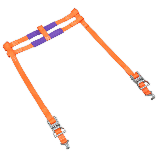 Sealey Tie Down For Motorcycle Rear Wheel - Polyester Webbing Orange TDMCRW
