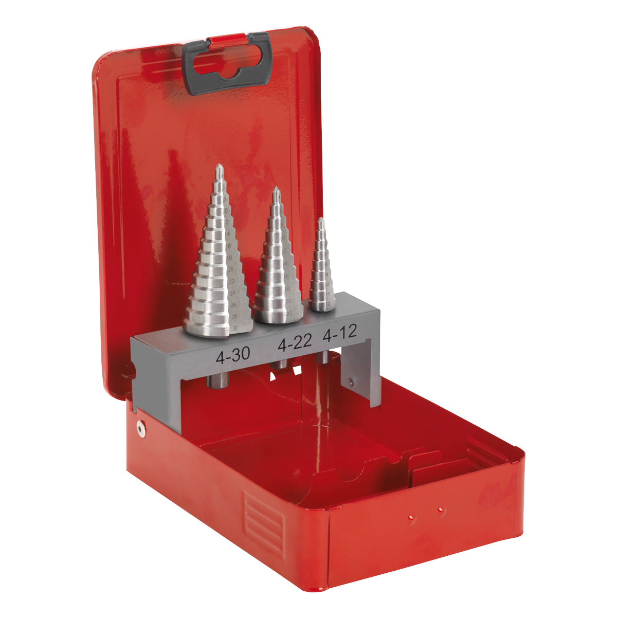 Sealey High-Speed Double Straight Flute M2 Step Drill Bit Set 3 Pieces AK4733