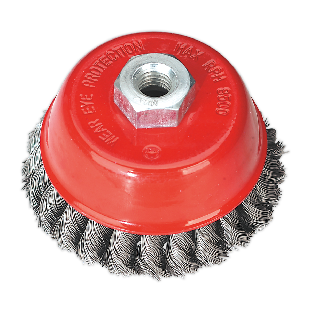 Sealey Twist Knot Cup Brush For Power Tools 100mm M14 x 2mm - Red TKCB100