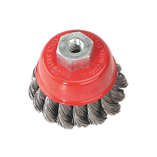 Sealey Ø65mm Twist Knot Wire Cup Brush M10 x 1.5mm Steel Filaments TKCB65