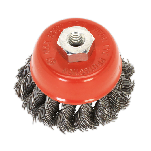 Sealey Ø65mm Twist Knot Wire Cup Brush With Steel Filaments M14 x 2mm TKCB651