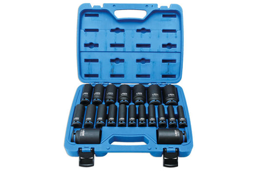 LASER 6830 Deep Impact Socket Set 1/2" Drive 20pc CR-MO Black Phosphate Finish