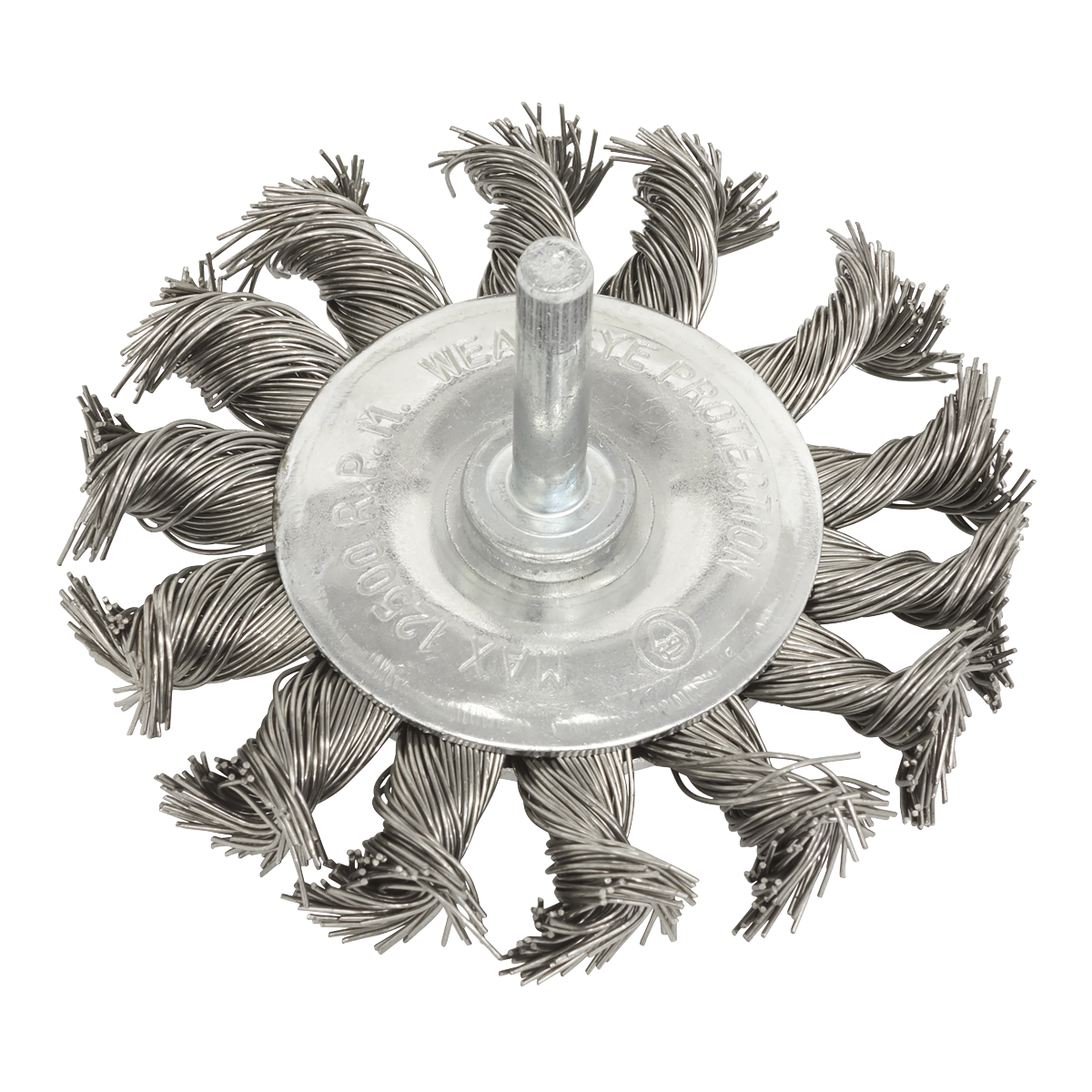 Sealey Twist Knot Wire Flat Brush 75mm With 6mm Shaft Stainless Steel TKFBS75