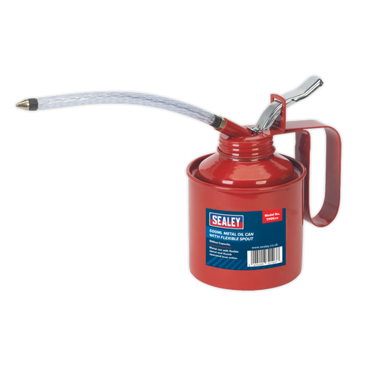Sealey Metal Oil Can With Flexible Spout For Lubricating 500mL Red TP05