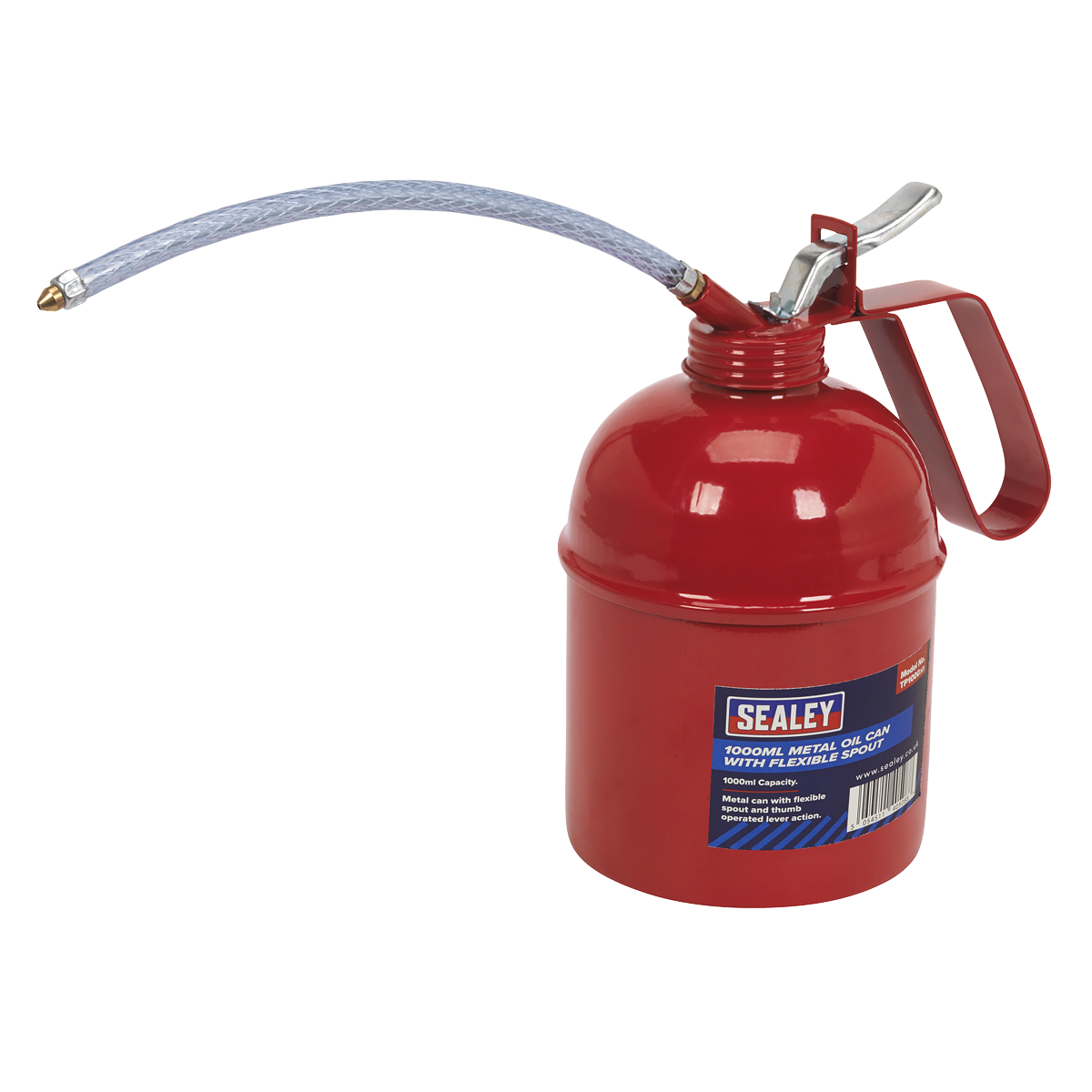 Sealey 1000ml Thumb-Operated Lever Metal Oil Can With Flexible Spout TP1000