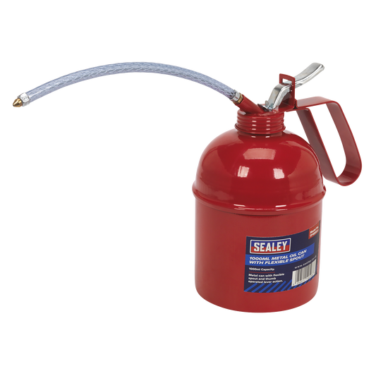 Sealey 1000ml Thumb-Operated Lever Metal Oil Can With Flexible Spout TP1000