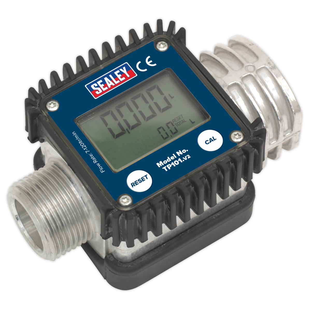 Sealey Digital Flow Meter With Robust Rubber Housing 4-Digit LCD Display TP101