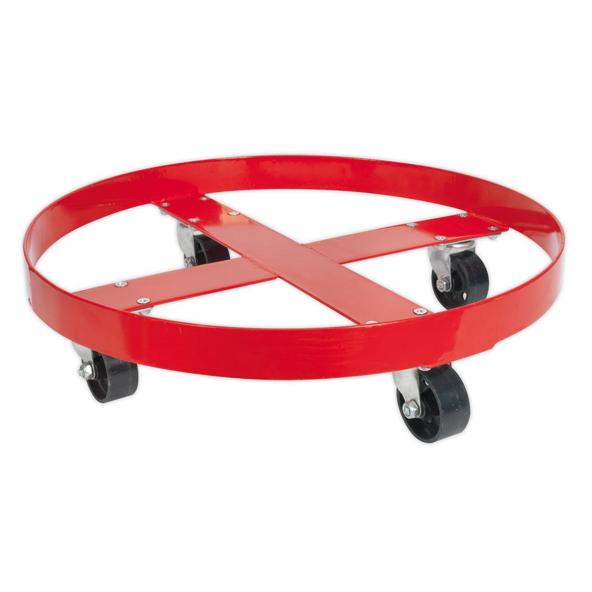 Sealey Drum Dolly With Four Large Diameter Metal Castors 205 Litres - Red TP205