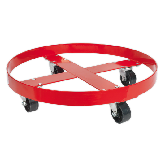 Sealey Drum Dolly With Four Large Diameter Metal Castors 205 Litres - Red TP205