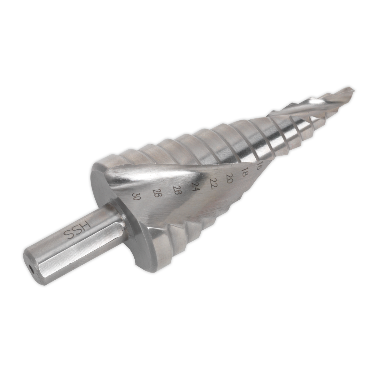 Sealey HSS 4341 Step Drill Bit 4-30mm In 2mm Increments Spiral Flute AK4748