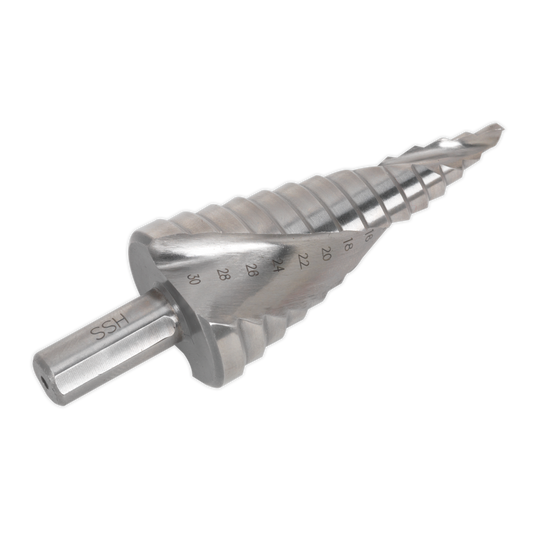 Sealey HSS 4341 Step Drill Bit 4-30mm In 2mm Increments Spiral Flute AK4748
