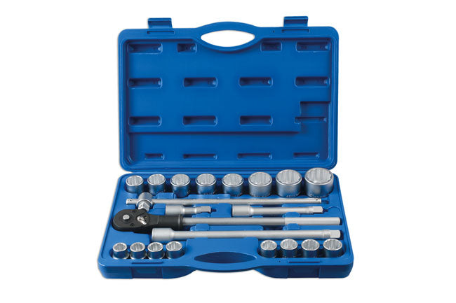 LASER 6854 Socket Set Satin Finish Chrome Vanadium 3/4" Drive 21 Pieces