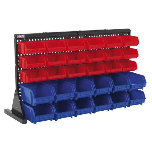 Sealey 30 Bin Bench Mounting Storage System Organiser + Steel Cross Bar TPS1218