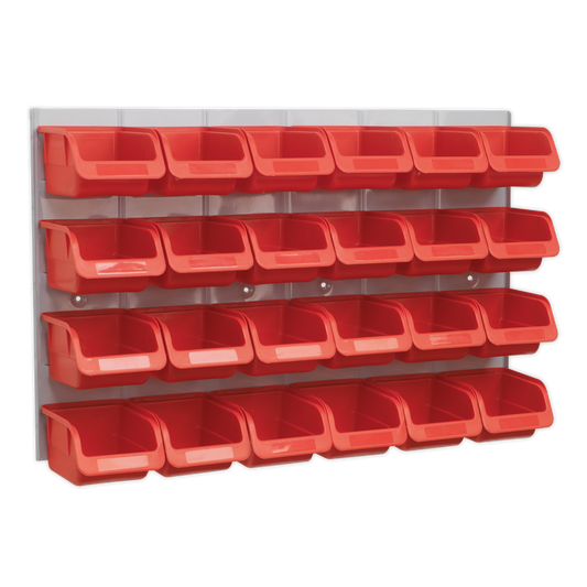 Sealey 24 Bin & Panel Combination With Heavy Duty Steel Back Panel - Red TPS130