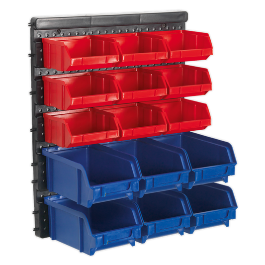 Sealey Bin Storage System Wall Mounting 15 Bins Shockproof Polymer TPS1569WM
