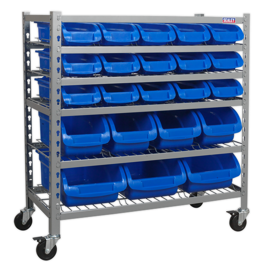 Sealey Mobile Bin Tool Storage System With Heavy Duty Castors - 22 Bins TPS22