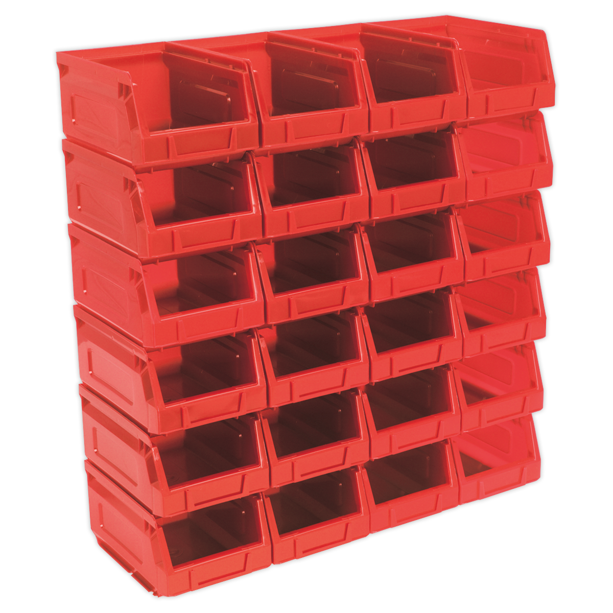 Sealey Plastic Storage Bin 105 x 165 x 83mm Shockproof - Red Pack of 24 TPS224R