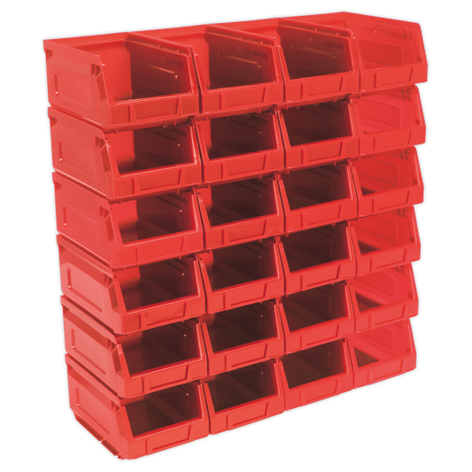 Sealey Plastic Storage Bin 105 x 165 x 83mm Shockproof - Red Pack of 24 TPS224R