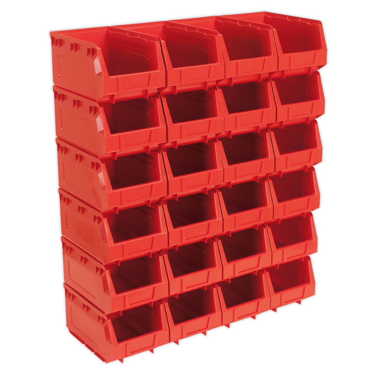 Sealey Plastic Storage Bin 148 x 240 x 128mm Shockproof - Red Pack of 24 TPS324R