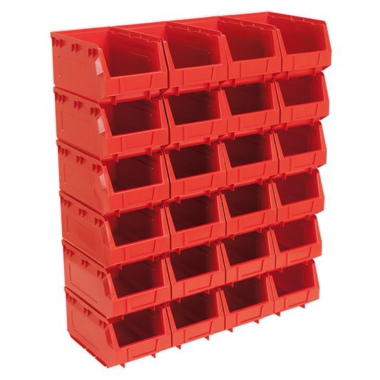 Sealey Plastic Storage Bin 148 x 240 x 128mm Shockproof - Red Pack of 24 TPS324R