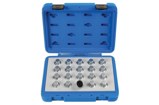 LASER 6863 Steel Locking Wheel Nut Key Set 20pc Vauxhall Opel Socket Tool
