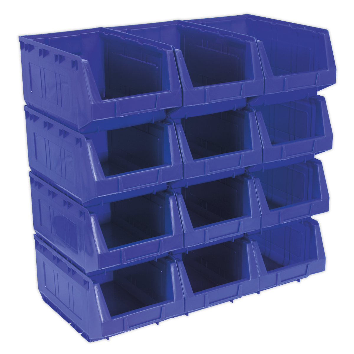 Sealey Plastic Storage Bin Box Shockproof 209x356x164mm Blue Pack of 12 TPS412B