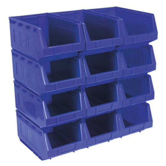 Sealey Plastic Storage Bin Box Shockproof 209x356x164mm Blue Pack of 12 TPS412B