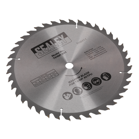 Sealey Blade For TS10P Table Saw 254mm x 2.8mm Ø30mm Bore 40 TPU TS10P.601
