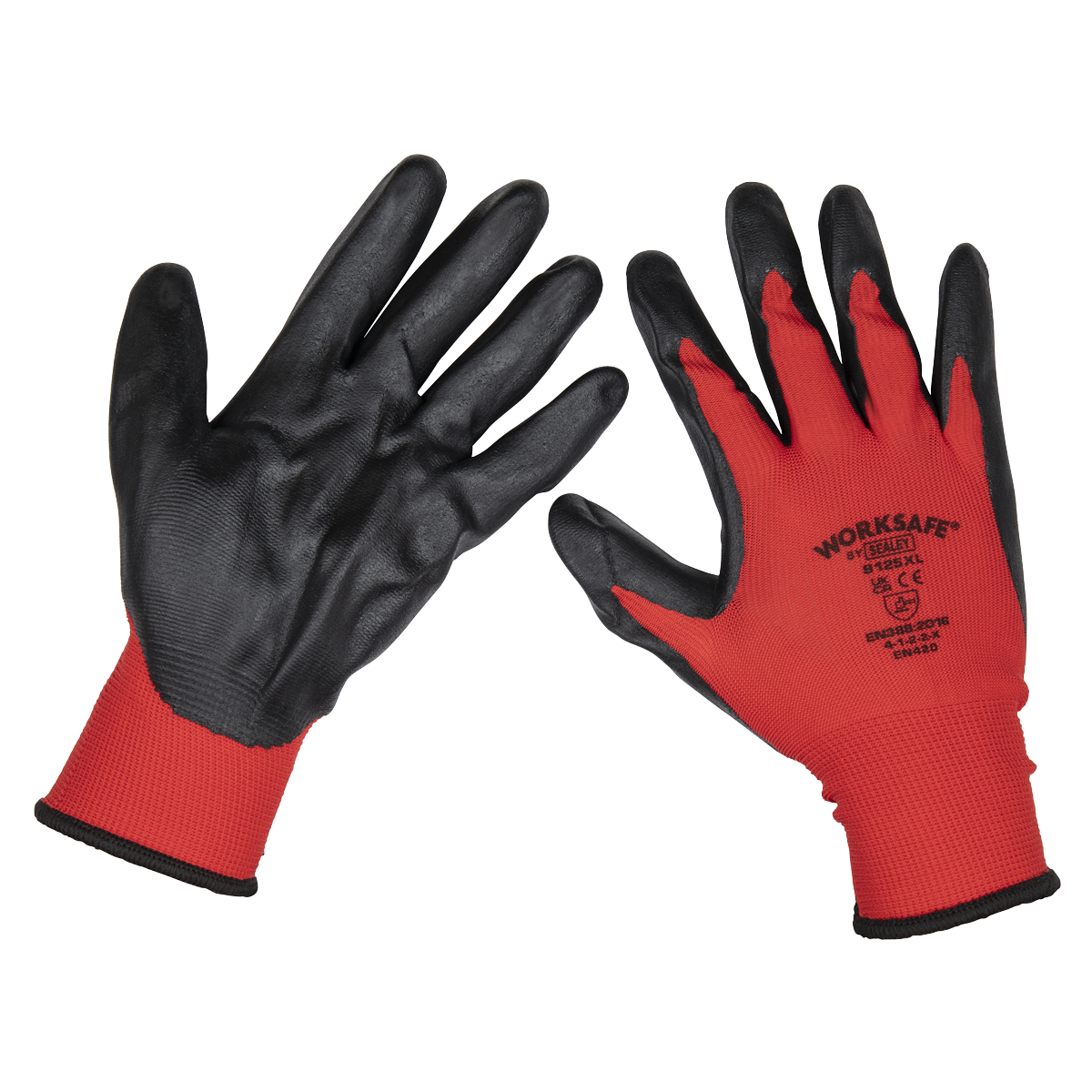 Sealey Flexi Grip Nitrile Palm Workshop Safety Gloves XL - 6 Pairs TSP125XL/6