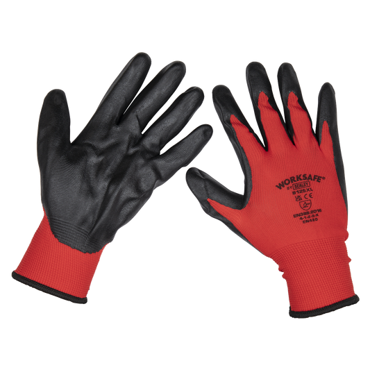 Sealey Flexi Grip Nitrile Palm Workshop Safety Gloves XL - 6 Pairs TSP125XL/6