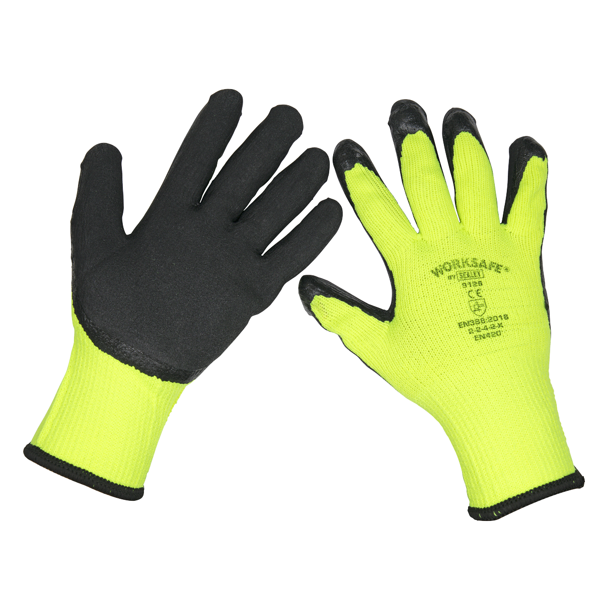 Sealey Thermal Super Grip Workshop Safety Work Gloves Size L - 6 Pairs TSP126/6