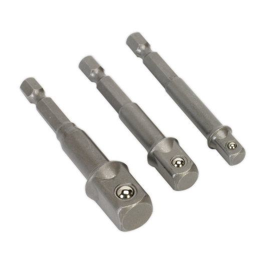 Sealey 3 Piece Socket Adaptor Power Tool Set With 1/4" Hexagon Shanks AK4929