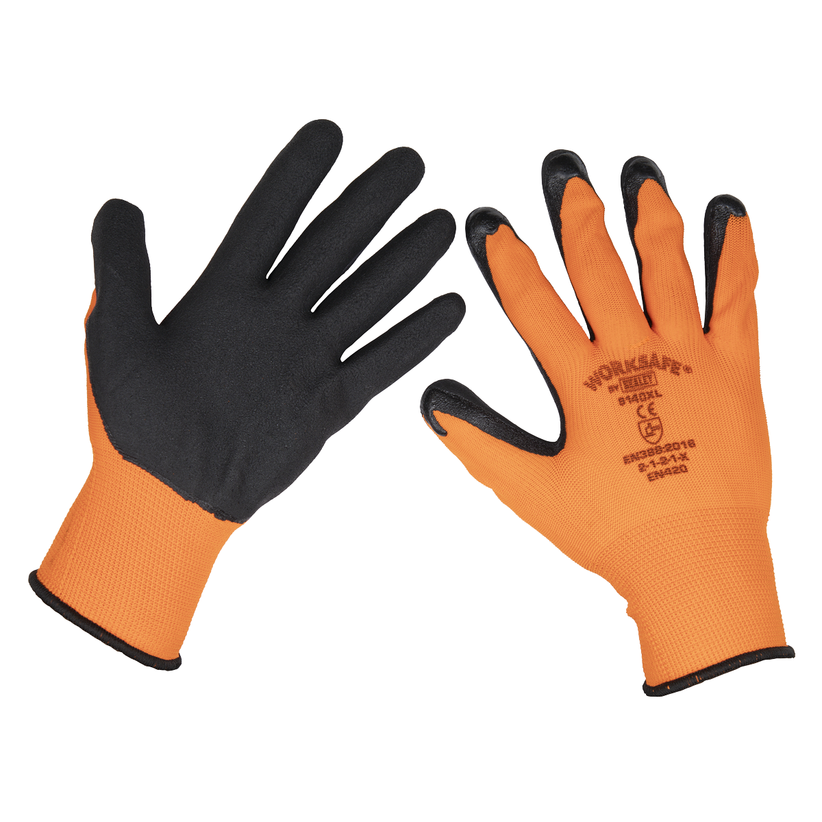 Sealey Foam Latex Workshop Safety Gloves Large Size L Pack of 6 Pairs TSP140XL/6