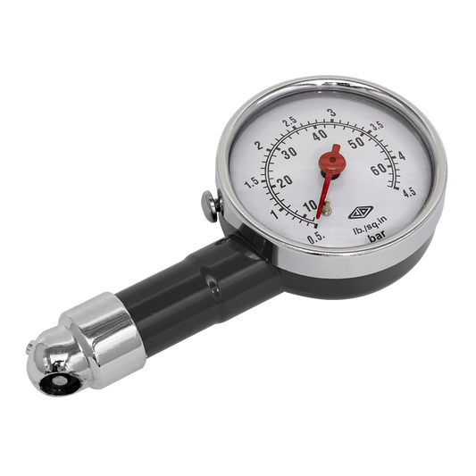 Sealey Tyre Pressure Gauge Dial Type With Metal Body TUV/GS Approved TST/PG97