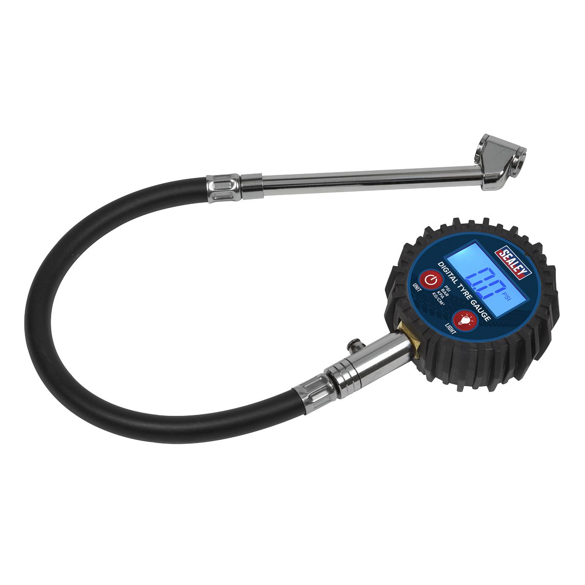 Sealey Digital Tyre Pressure Gauge With Twin Push-On Connector 0-150 PSI TST003