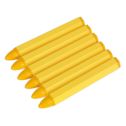 Sealey Tyre Marking Crayon 100mm Works on Any Surface - Yellow Pack Of 6 TST14