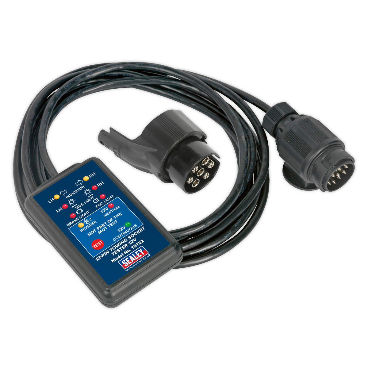 Sealey 13-Pin Towing Socket Tester 12V With 4.9m Cable - DVSA Approved TST22