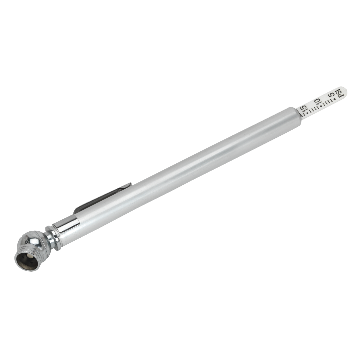 Sealey Tyre Pressure Gauge With Valve Deflator & Pocket-Clip - Silver TSTPG1