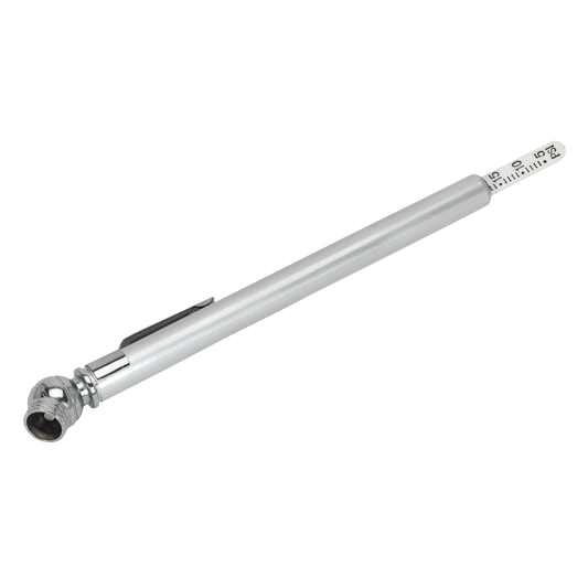 Sealey Tyre Pressure Gauge With Valve Deflator & Pocket-Clip - Silver TSTPG1